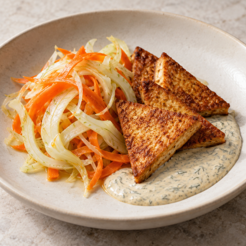 Tofu, Fennel Carpaccio and Orange–Almond Cream - Fresh Start 30: A Journey To Better Health Tofu, Fennel Carpaccio and Orange–Almond Cream
